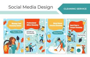 Cleaning service advertising at story banner set vector