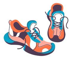 Sports sneakers with shoelace, sportive shoes vector