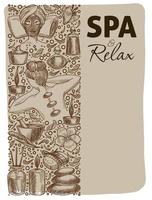 spa relax y descanso, masaje y banner de procedimiento vector