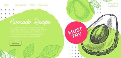 Avocado recipe, must try website template vector