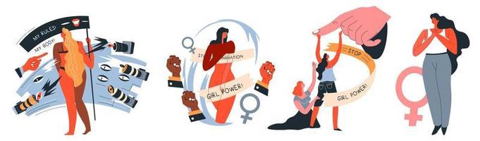 feminismo y empoderamiento, movimiento e igualdad vector