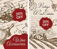 Wine accessories, 20 and 30 percent off reduction vector