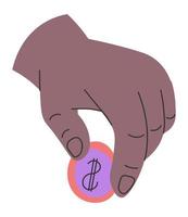 Saving or investing money, hand holding cash coin vector