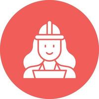 icono de fondo de círculo de glifo femenino ingeniero qa vector