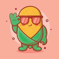 cool corn character mascot with ok sign hand gesture isolated cartoon in flat style design vector