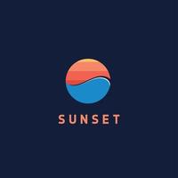 Minimalist sunset gradient color logo design vector