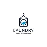 Simple creative laundry machine and hanger logo design vector