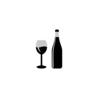 botella de vino, champán, y, vidrio, icono, logotipo vector