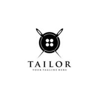 Tailor sewing needle logo design vector