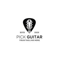 Guitar pick flat logo design vector