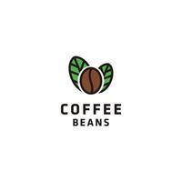 ilustración de vector de icono de diseño de logotipo de hoja de grano de café