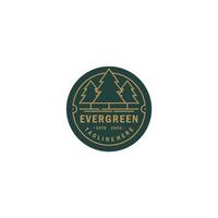 Pine, evergreen, fir, hemlock, spruce, conifer, cedar, coniferous, cypress, larch, pinus tree forest vintage retro hipster line art Logo design vector