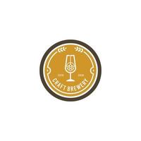 Brewery beer house label with logos of craft beer, emblems for beer house, bar, pub, brewing company, brewery, tavern on the black vector illustration