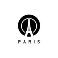 Eiffel tower black silhouette logo design icon vector