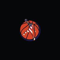 el jugador de baloncesto salta por el logo de slam dunk vector