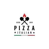 Shovel flame pizza logo design vector