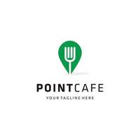 Cafe and restaurants location icon. Drop shadow map pointer silhouette symbol. Fork eatery sign inside pinpoint. Logo design vector isolated illustration