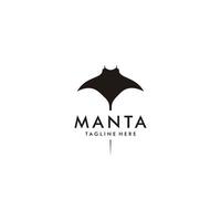 silueta de ilustración de diseño de logotipo de mantarraya negra tropical vector