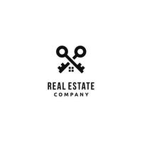 crossed key for house estate business logo design vector