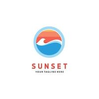 Minimalist sunset gradient color logo design vector