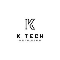 Line K Tech Letter Logo design concept. Creative Line Alphabet emblem template. Graphic Symbol for Corporate Business Identity. Vector graphic element