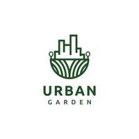 diseño de logotipo de granja de ciudad de jardín verde urbano vector