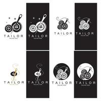 tailor logo icon illustration template combination of buttons for clothes, thread and sewing machine, for clothing product design, convection companies, fashion in vector form