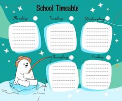 kawaii bear weekly planner vector