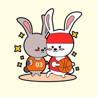 kawaii cartoon bunny sticker vector
