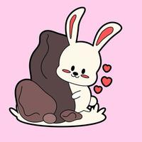 kawaii cartoon bunny sticker vector