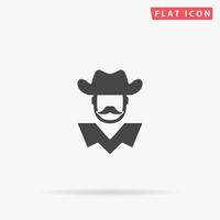 vaquero americano, icono de vector plano de sheriff. ilustraciones de diseño de estilo dibujado a mano.