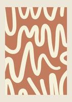 Template with abstract line shapes in nude colors. Pastel and terracota background in minimalist style. Contemporary vector Illustration