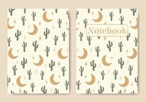Universal abstract pastel colored template for notebook cover. Seamless patterns, easy to re-size. Vector illustration