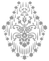 Damask graphic ornament. Floral design element. Green vector pattern
