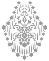 Damask graphic ornament. Floral design element. Green vector pattern