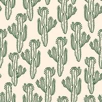 Seamless pattern vector summer cactus on desert for fashion fabric. Print on light beige sand background