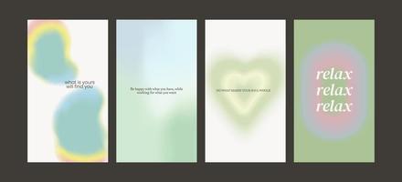 Beautiful gradient postcards with quotes. Trendy gradients, typography, y2k. Social media post templates for digital marketing and sales promotion. vector