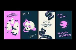 redes sociales de halloween. ilustración de dibujos animados de moda para el día de halloween. bueno para impresión, pancarta, volante, afiche, tarjeta de felicitación, etc. vector