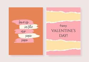 A set of two Valentine's Day designs in red and pink colours. Romantic card, invitation, poster design templates. vector