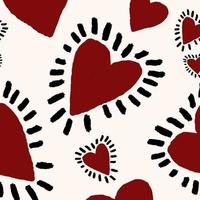 Seamless pattern with hand drawn heart. Hearts painted dry brush. Ink illustration. Ornament for wrapping paper. Isolated on white background. Artistic texture. vector