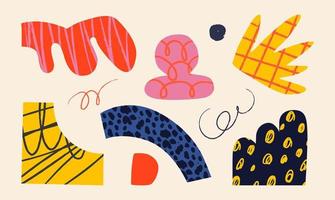 Set of Hand drawn various colorful shapes and doodle objects. Abstract contemporary modern trendy vector illustration. All elements are isolated