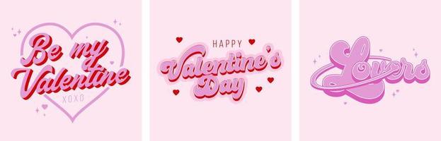 Be my Valentive, Happy Valentine's Day, Lovers phrase vector illustration. Retro font girly inscription clipart. Girl power inspirational sticker design