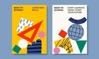 hand drawn back to school instagram posts collection vector