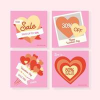 Happy Valentine's Day greeting cards. Trendy abstract square art templates. Suitable for social media posts, mobile apps, banners design and webinternet ads. vector