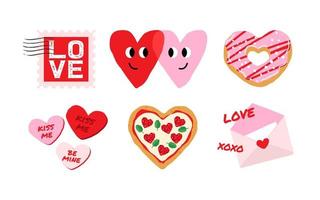 Valentine's Day elements set. Different romantic objects. Vector illustration