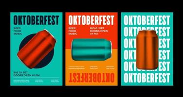 Oktoberfest celebration poster, top view of a bottle of drinks isolated in 3d illustration with typography. Vector holiday flyer template for traditional German beer festival.