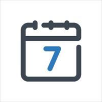 Icono de 7 días - ilustración vectorial. 7, días, calendario, diario, evento, horario, hora, semana, semana, fecha, siete, línea, esquema, íconos. vector