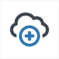 Add Cloud icon - vector illustration . Cloud, New, Add, Data, Create, Storage, Plus, network, server, line, outline, icons .