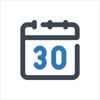 icono de 30 días - ilustración vectorial. 30, días, cita, calendario, fecha, mes, horario, treinta, día, evento, hora, línea, contorno, íconos. vector