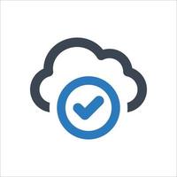 icono de verificación de nube - ilustración vectorial . nube, datos, comprobar, aprobar, almacenamiento, ok, aprobado, servidor, hecho, red, unidad, línea, contorno, iconos. vector